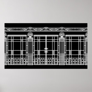 KUNST-DEKOIRONWORK AUDREYS: WEISS auf SCHWARZEM Poster
