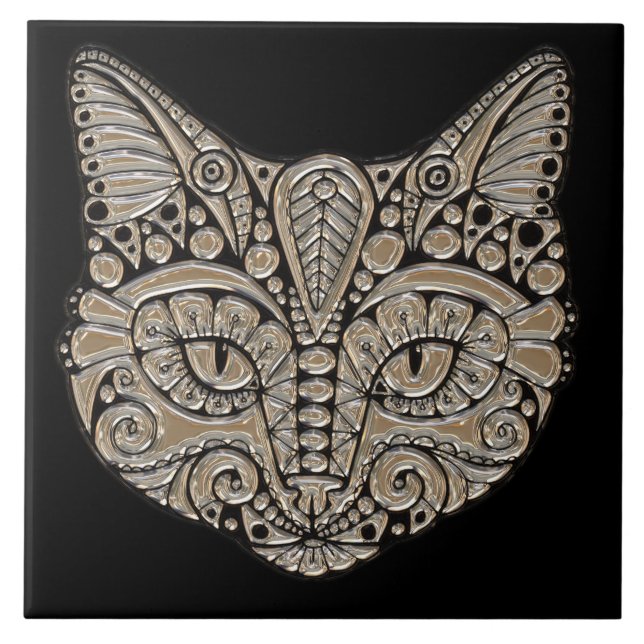 Kunst-Dekokatzenjuwelemblem-Keramikfliese Fliese (Vorderseite)