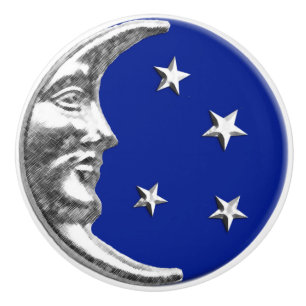 Kunst-Dekomond und -sterne - Kobalt-Blau und Keramikknauf