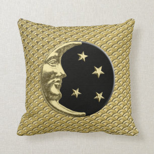 Kunst-Dekomond und -sterne - Schwarzes und Gold Kissen