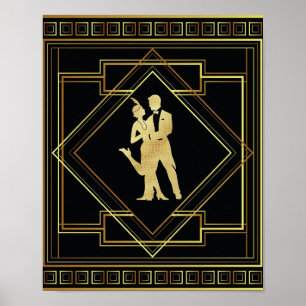 Kunst-Dekoschwarzes und Goldgeometrische Poster
