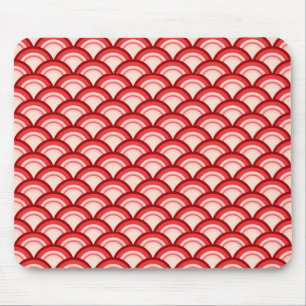 Kunst-Dekowellenmuster - korallenrotes Rotes und Mousepad