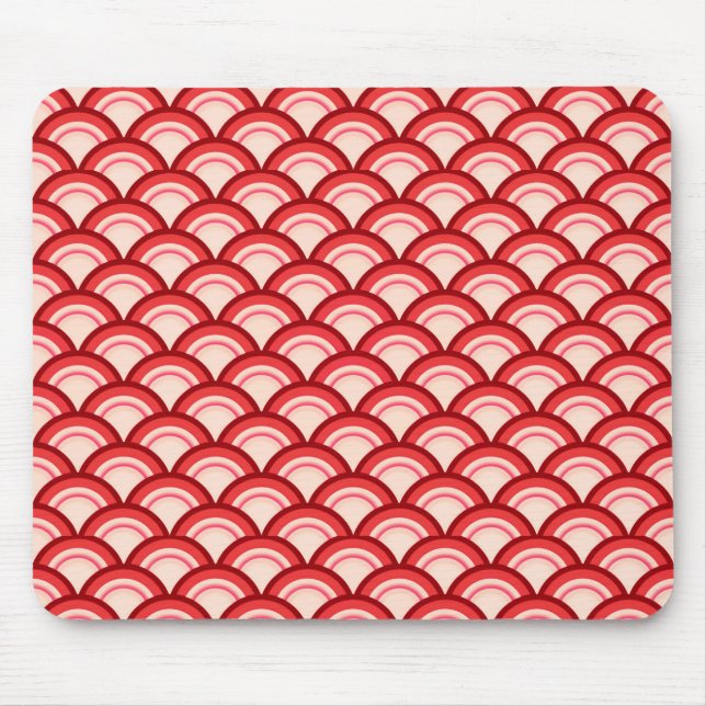 Kunst-Dekowellenmuster - korallenrotes Rotes und Mousepad (Vorne)