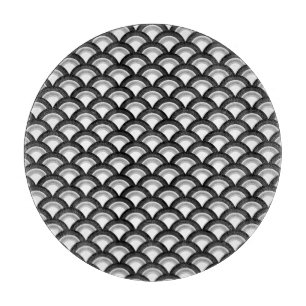 Kunst-Dekowellenmuster - Schwarzweiss Schneidebrett