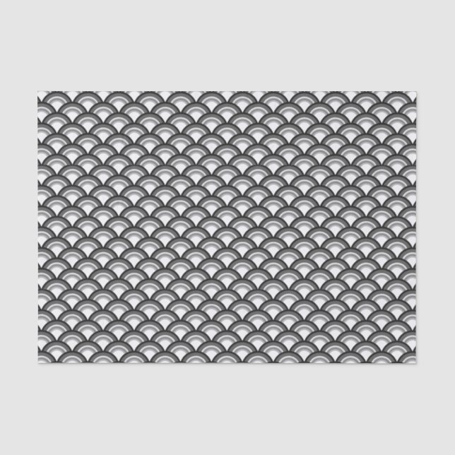 Kunst-Dekowellenmuster - Schwarzweiss Seidenpapier (Vorderseite)