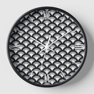 Kunst-Dekowellenmuster - Schwarzweiss Wanduhr