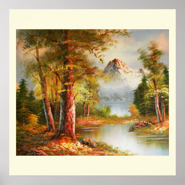 Kunst der Berg- und Flusslandschaft Poster (Vorne)