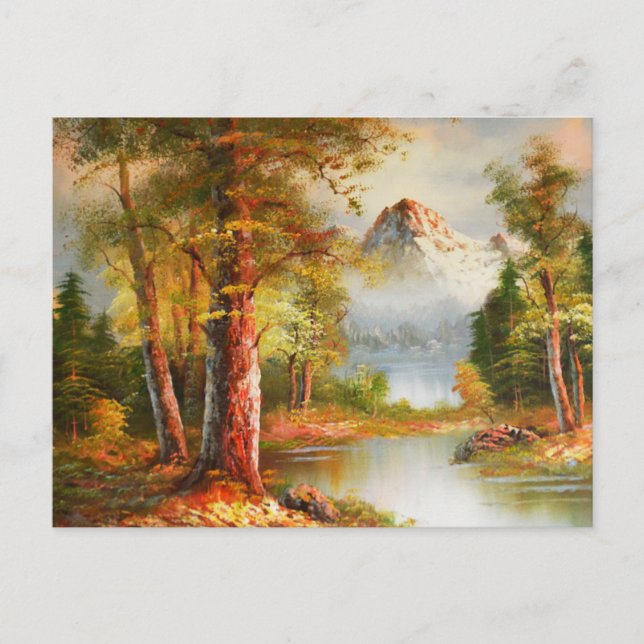 Kunst der Berg- und Flusslandschaft Postkarte (Vorderseite)