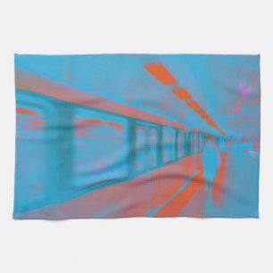 Kunst der Pariser Frau in blauen Orangen Geschirrtuch