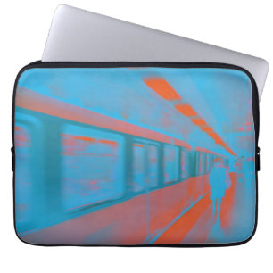 Kunst der Pariser Frau in blauen Orangen Laptopschutzhülle