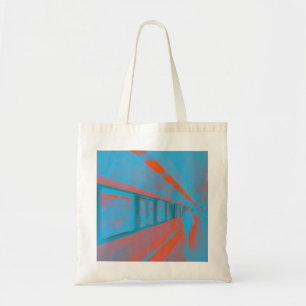 Kunst der Pariser Frau in blauen Orangen Tragetasche