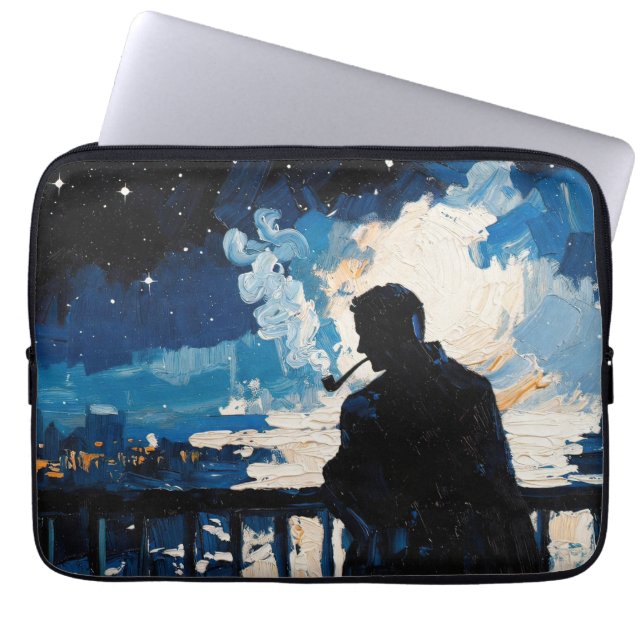 Kunst der Pfeife (Balkon #3) Ölgemälde Laptopschutzhülle (Vorderseite)