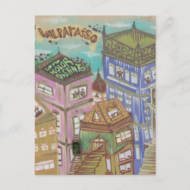 Kunst der Stadt Valparaíso Postkarte (Vorderseite)