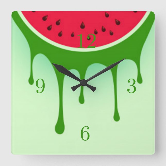 Kunst der Wassermelone Quadratische Wanduhr (Vorderseite)