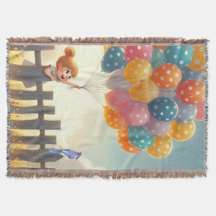 Kunst der Whimsistischen/niedlichen Ballonmädchen Decke