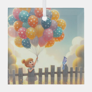 Kunst der Whimsistischen/niedlichen Ballonmädchen Ornament Aus Glas