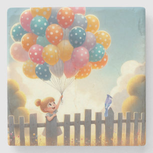 Kunst der Whimsistischen/niedlichen Ballonmädchen Steinuntersetzer