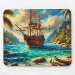 Kunst des karibischen/tropischen Strandschiffes Mousepad
