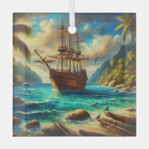Kunst des karibischen/tropischen Strandschiffes Ornament Aus Glas
