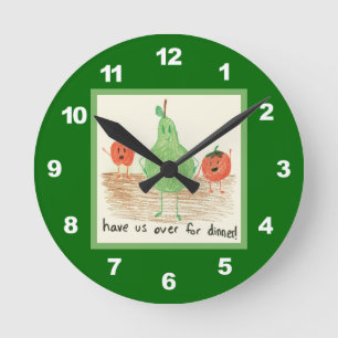 Kunst des Kindes Nahrungsmittel, grün Runde Wanduhr