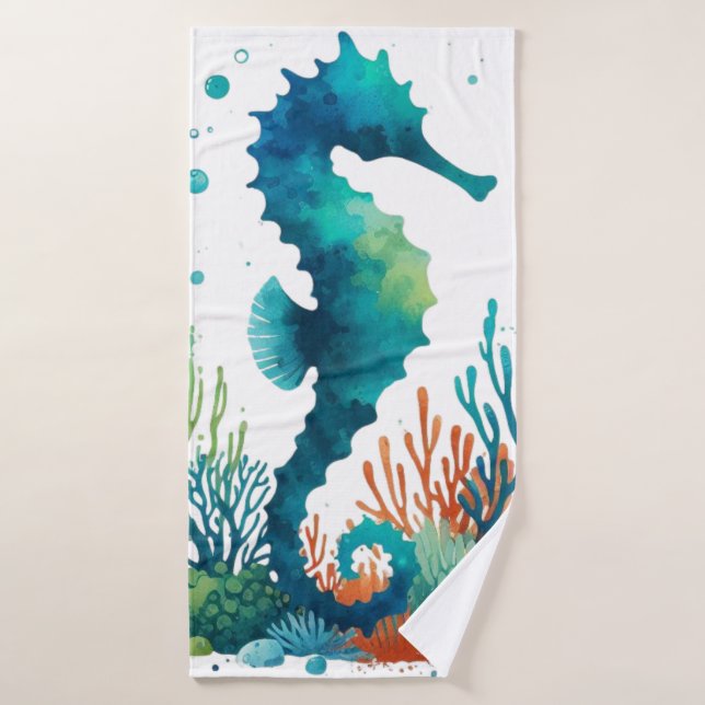 Kunst des nautischen Seepferds/des Strandes/der Kü Badehandtuch (Badehandtuch)