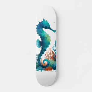 Kunst des nautischen Seepferds/des Strandes/der Kü Skateboard