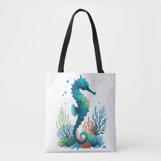 Kunst des nautischen Seepferds/des Strandes/der Kü Tasche (Vorderseite)