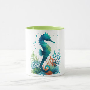 Kunst des nautischen Seepferds/des Strandes/der Kü Tasse