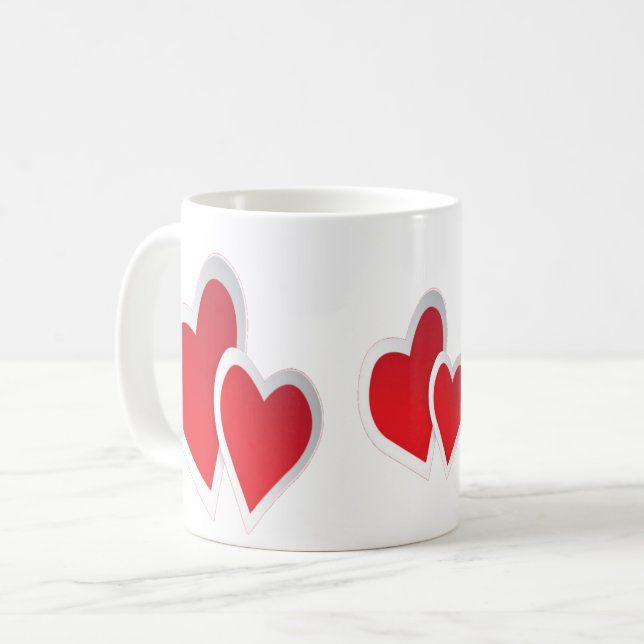 Kunst des Roten Herzens Kaffeetasse (Vorderseite Links)