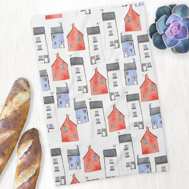 Kunst des Wasserfarbenhauses Geschirrtuch (Watercolor house art pattern kitchen tea towel)