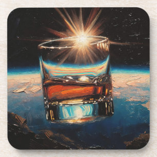 Kunst des Whiskeys: Im Weltraum (Gemälde Nr. 8) Getränkeuntersetzer