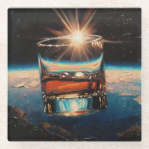 Kunst des Whiskeys: Im Weltraum (Gemälde Nr. 8) Glasuntersetzer