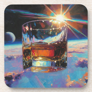 Kunst des Whiskeys: Im Weltraum (Gemälde Nr. 9) Getränkeuntersetzer