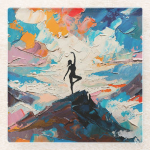 Kunst des Yoga: Ausgewogene Schönheit (Ölgemälde N Glasuntersetzer