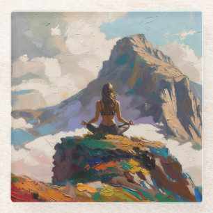 Kunst des Yoga: Ausgewogene Schönheit (Ölgemälde N Glasuntersetzer
