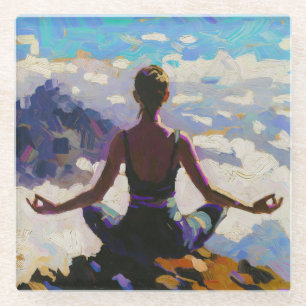 Kunst des Yoga: Ausgewogene Schönheit (Ölgemälde N Glasuntersetzer