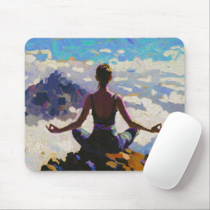 Kunst des Yoga: Ausgewogene Schönheit (Ölgemälde N Mousepad