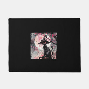 Kunst des Zaubers von Schwarzer Katze und Hexenhut Fußmatte