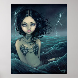 Kunst-Druck Meerjungfrau des Seesturms gotischer Poster