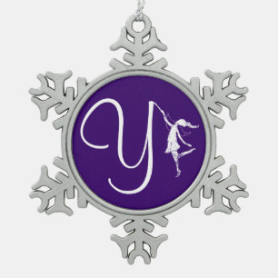 Kunst-Fee-Initiale: Y Schneeflocken Zinn-Ornament