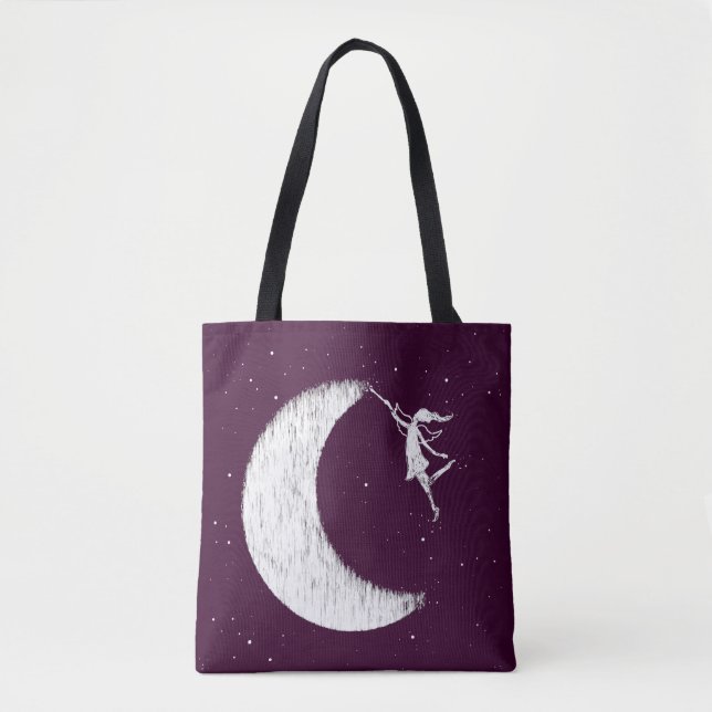 Kunst-Fee: Malen Sie den Mond (lila) Tasche (Vorderseite)