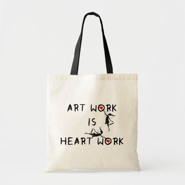 Kunst-Feen: Kunstwerk ist Herz-Arbeit Tragetasche (Vorne)