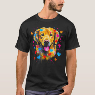 Kunst Golden Retriever Hund Liebe Herz Familie T-Shirt