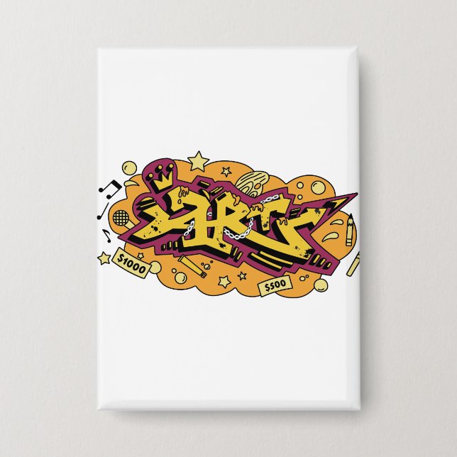 Kunst Graffiti Handzeichnung Button (Vorderseite)
