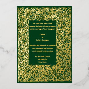 Kunst & Handwerk Roycroft 1904 Hochzeit mit Blumen Folieneinladung