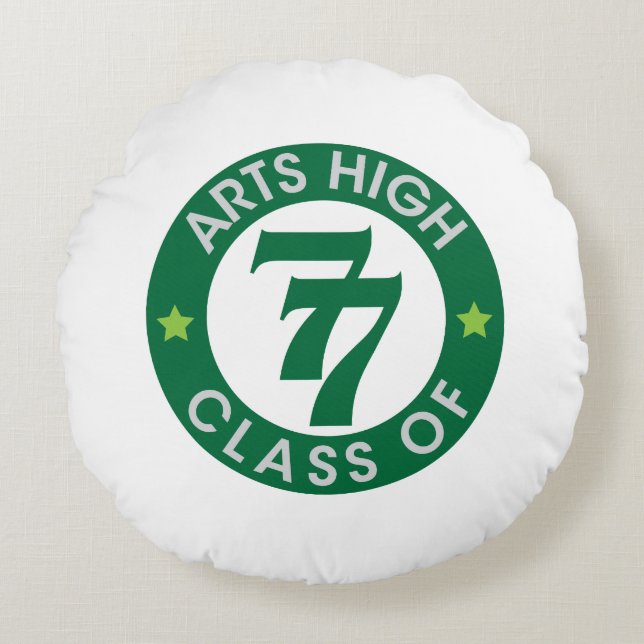 Kunst High School-Klasse mit 77 Logo Rundes Kissen (Vorderseite)