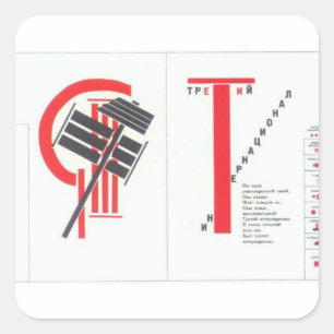 Kunst-Illustration EL Lissitzky- zu 'für das voic Quadratischer Aufkleber