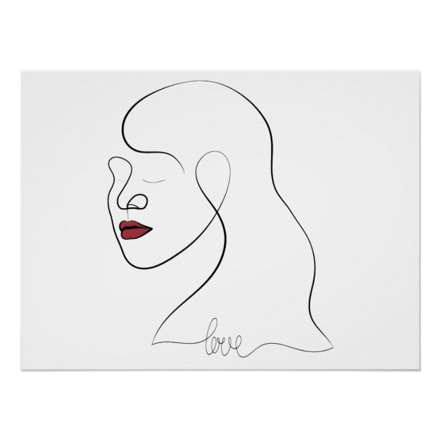 Kunst im Ein-Linien-Design - Liebe Poster (Vorderseite)