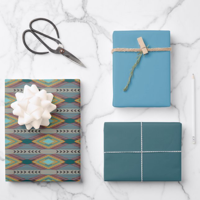 Kunst im Muster des amerikanischen Südwestens und  Geschenkpapier Set (Vorderseite)