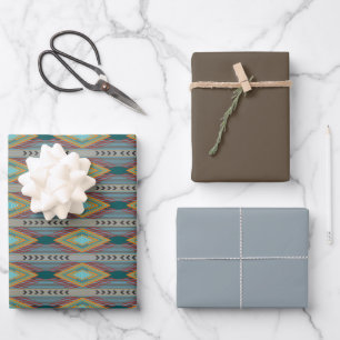 Kunst im Muster des amerikanischen Südwestens und Geschenkpapier Set